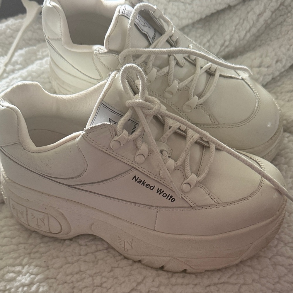 Naked Wolfe Women's Cream Platform Sneakers